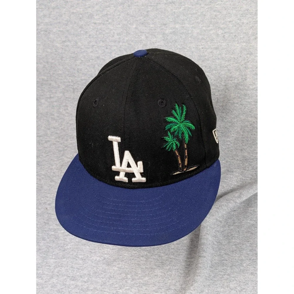 Los Angeles Dodgers Hat Cap Fitted Mens 7 Black 59FIFTY New Era Palm Taco 50th